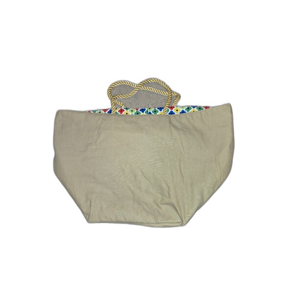 Handmade Reversible Tote Bag – Tan & Floral Print, 12" x 17.5" - Picture 4 of 5